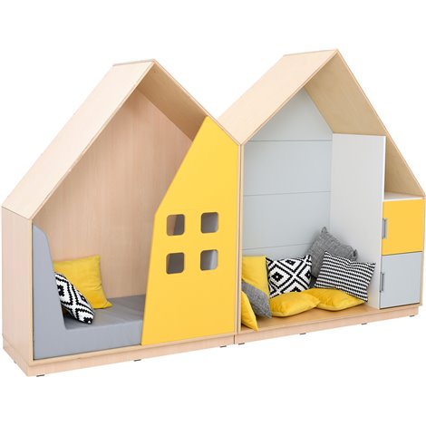Set Casuta Dubla Quadro 160 cu Saltea | Moje Bambino - imagine 4