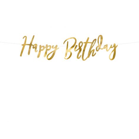 Banner Happy Birthday Auriu Party deco | 16.5x62cm