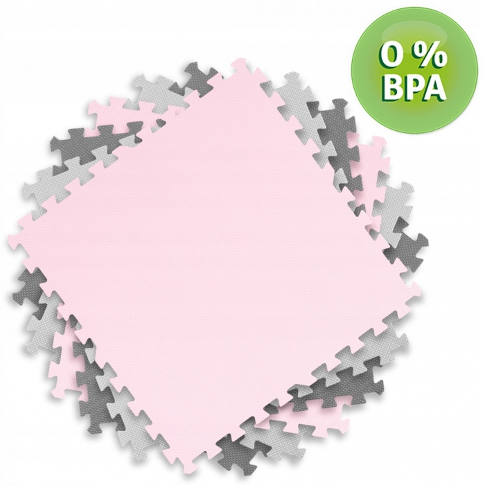 Covoras Joaca Ricokids 180x180 cm Puzzle Roz/Gri