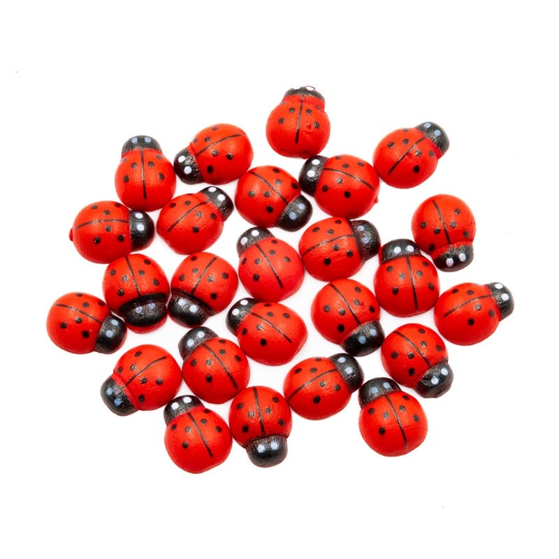 Set 25 Buburuze Lemn Colorart, 15 mm