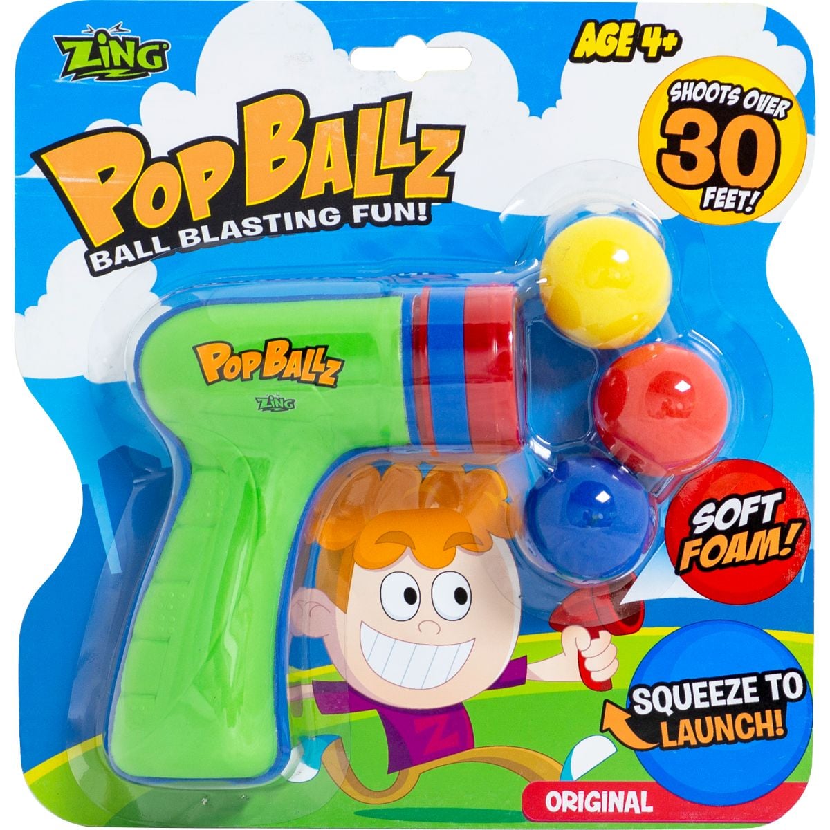 Pistol Zing Pop Ballz Verde, Jucarie Activitate 5+