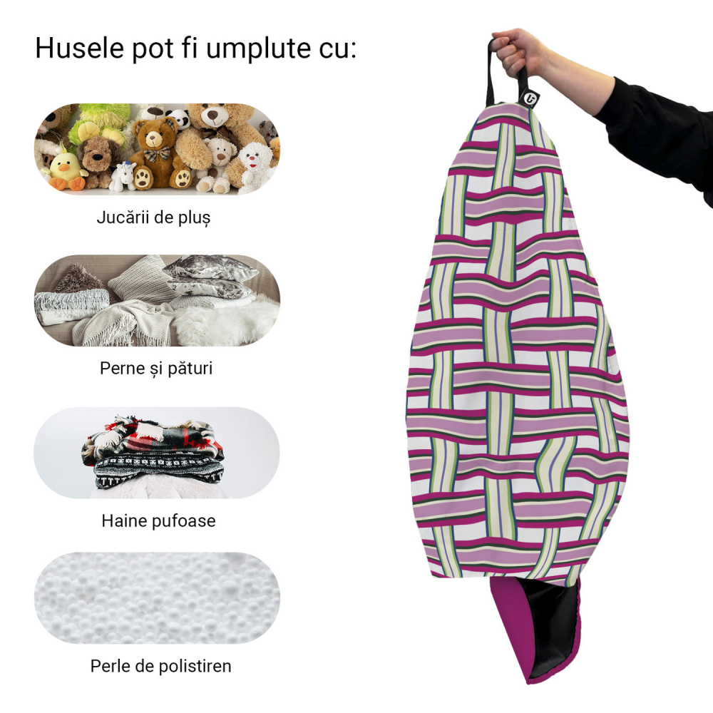 Husă Puf Tip Para XL Updeco, Raspberry & Kiwi