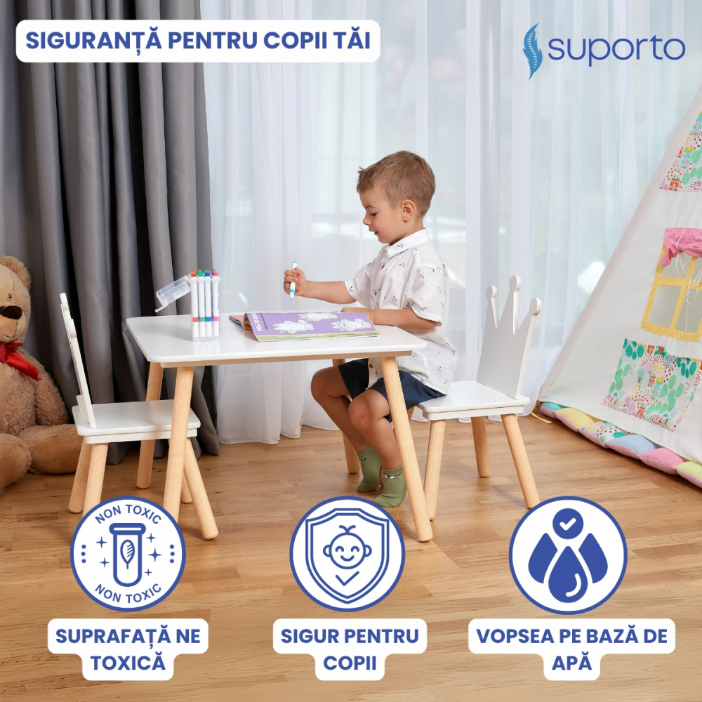 Suporto Set Masă Scaune Copii Print Printesa