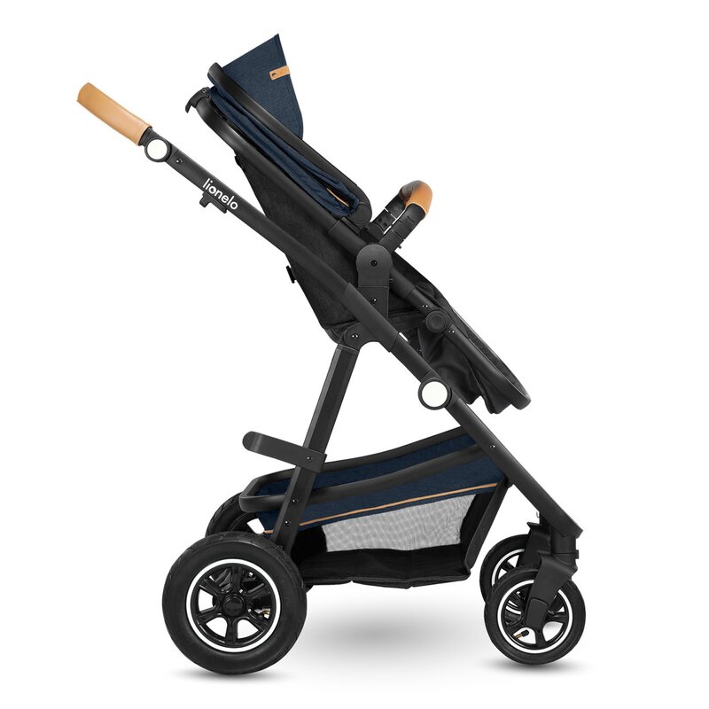 Carucior Lionelo Amber 3 in 1 Albastru, Cadru Aluminiu - imagine 3