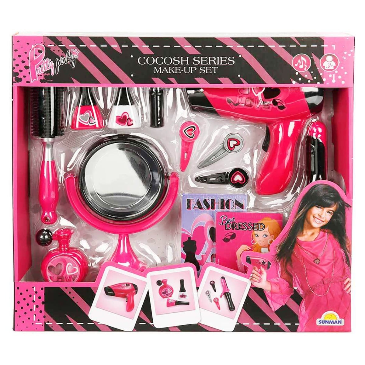 Set Pretty Pinky cu oglindă și uscător