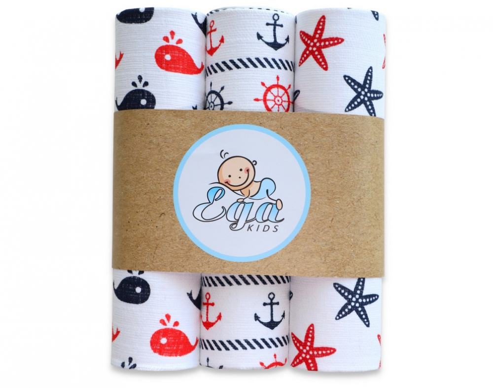 Set 3 Scutece Muselina Egakids | Marine, 60x80 cm - imagine 4