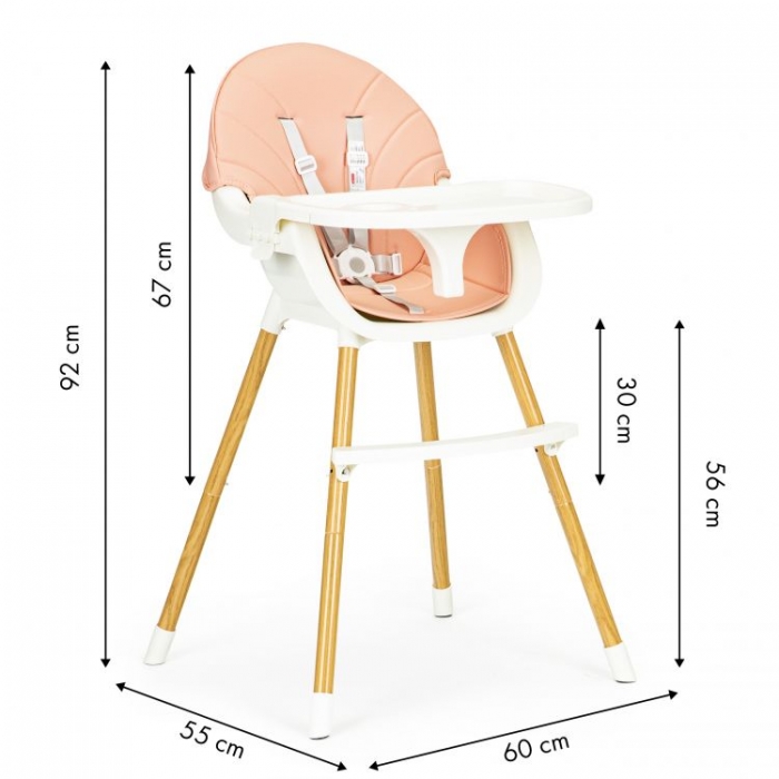 Scaun de masa 2 in 1 Ecotoys HA-004 Roz Reglabil - imagine 6