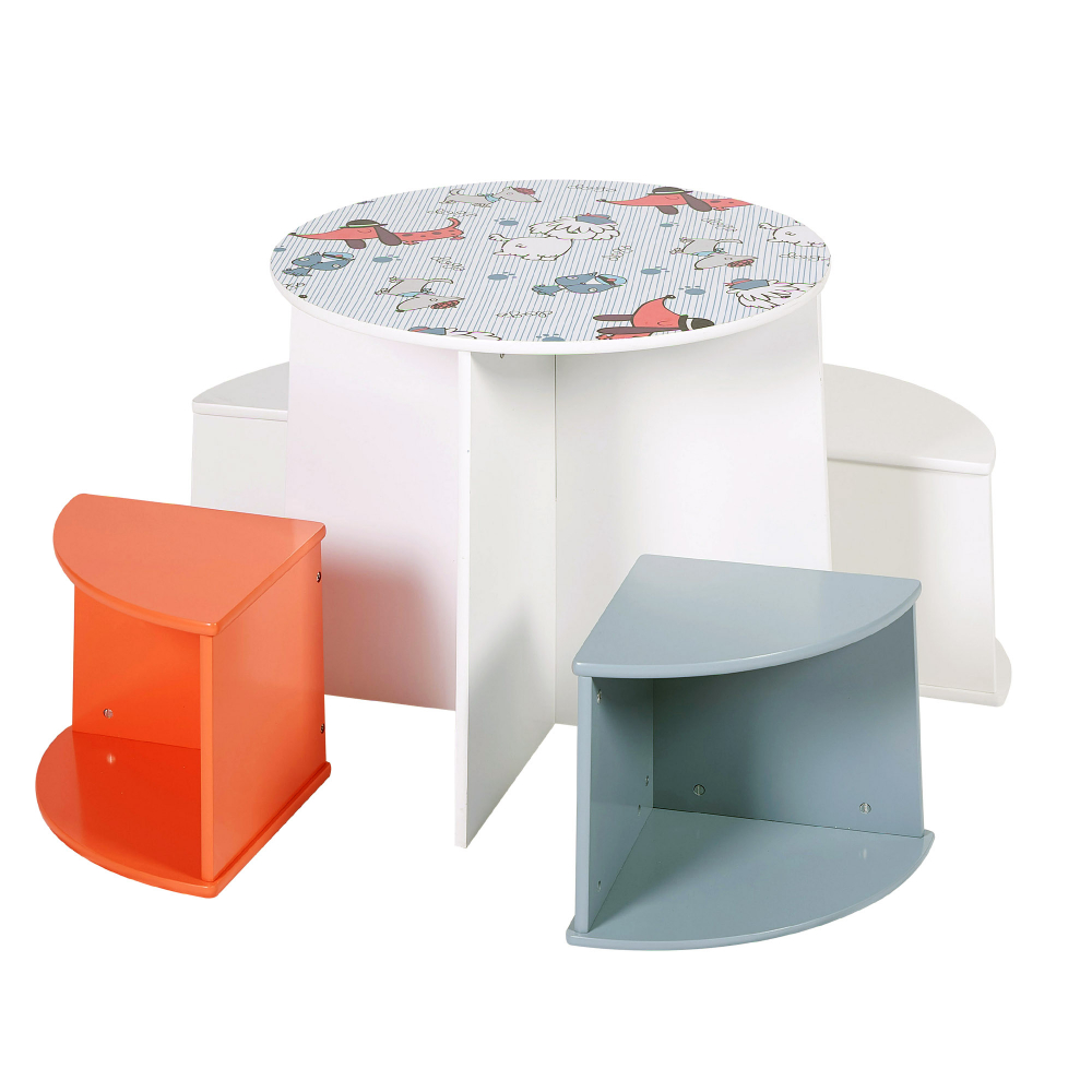 Set Masa si 4 Scaune Ginger Home Lemn Compact - imagine 5