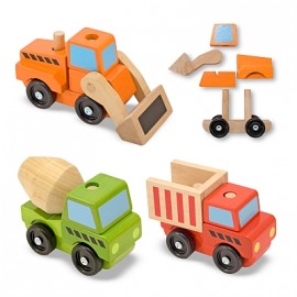 Melissa & Doug Vehicule utilitare lemn, Set constructii
