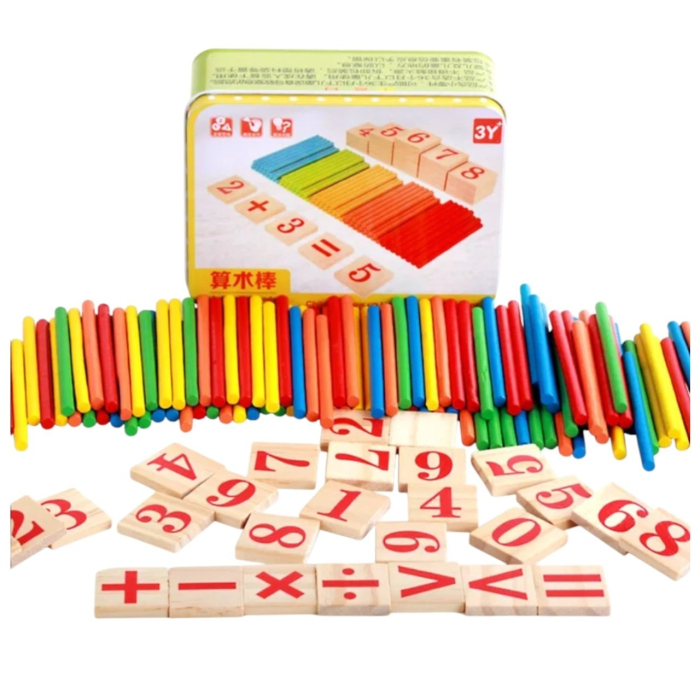 Set 100 Betisoare Lemn cu Cifre Krista | Montessori