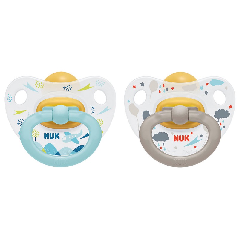 Set 2 suzete Nuk Happy Kids Latex, M1, 0-6 luni, Albastru - imagine 2