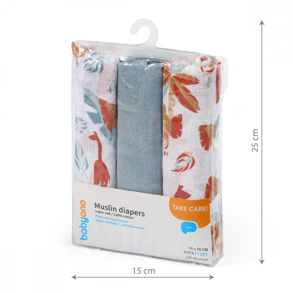Scutece Textile Babyono 3 Buc, Bumbac 100% - imagine 4