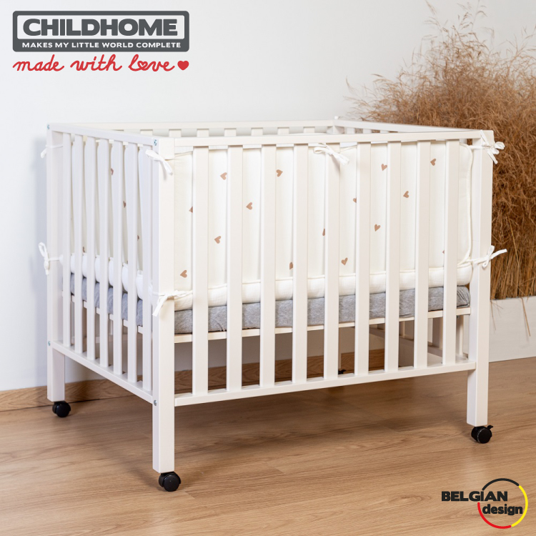Protectie Patut Childhome Jerse Muselina Inimioare - imagine 3