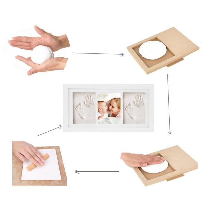 Kit Rama Foto Tripla Drool cu Amprente Mulaj Alb - imagine 3