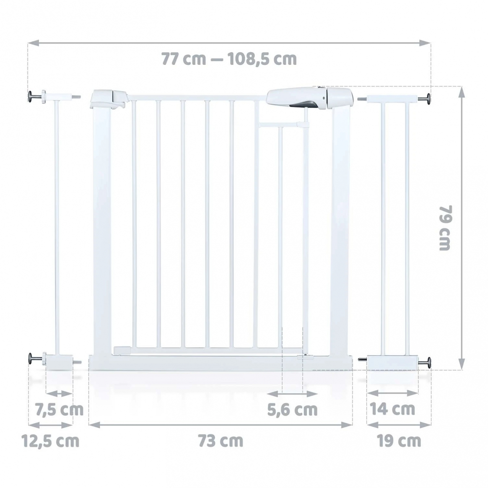 Poarta Siguranta Nukido Alb 77-108cm Fara Gaurire - imagine 7