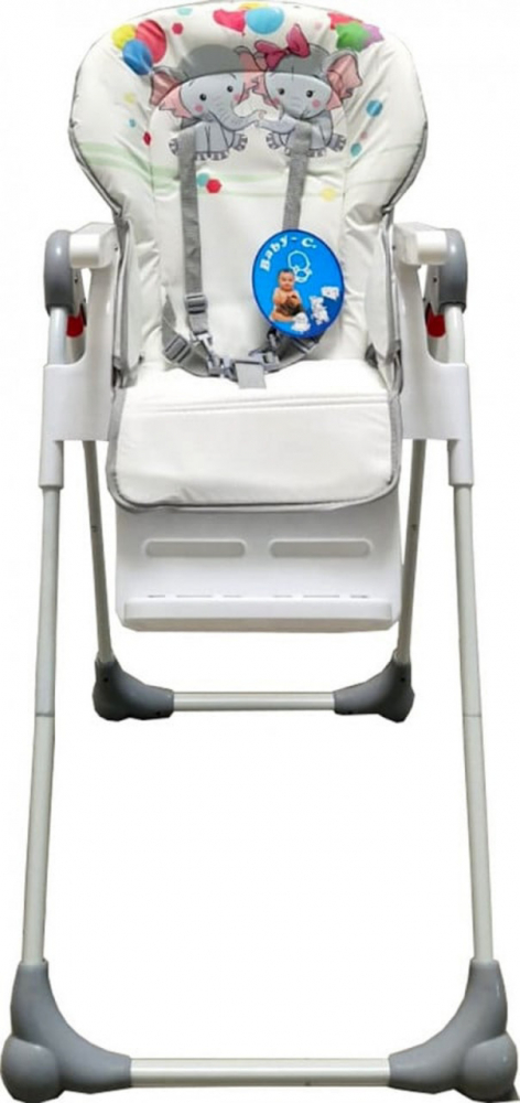Scaun de masă Baby Care Elefanti Gri, reglabil 3 trepte - imagine 3