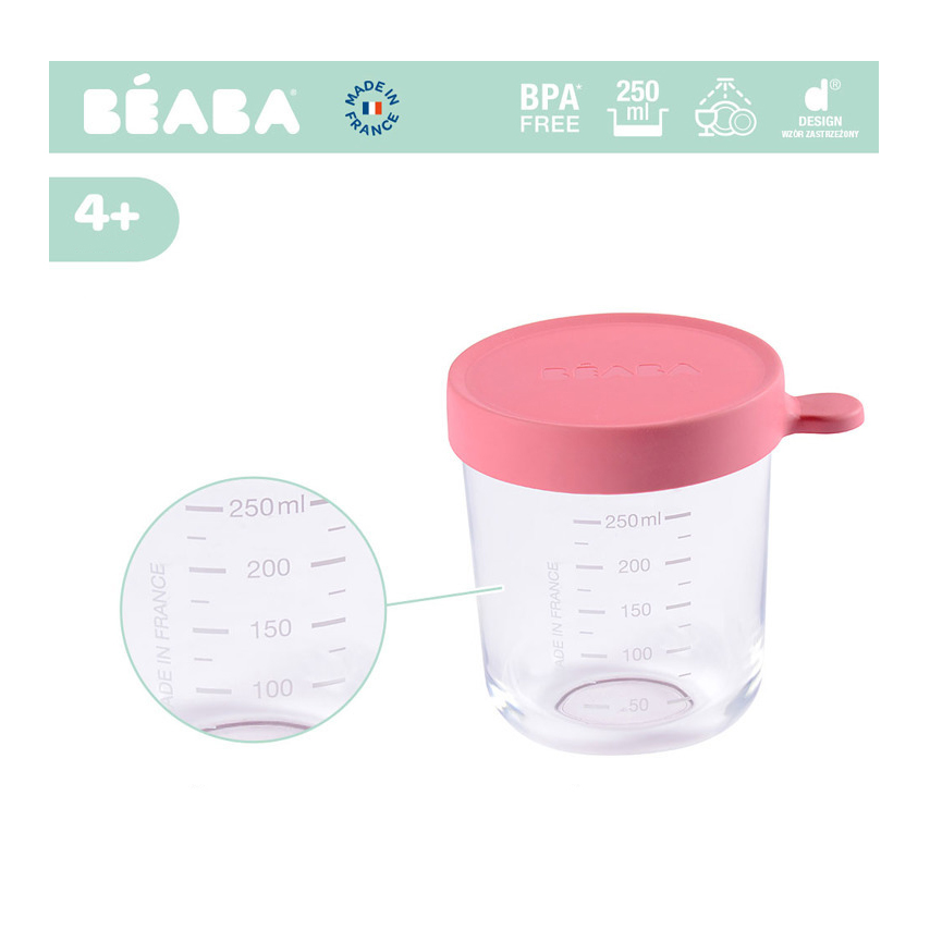 Recipient Ermetic Sticla Beaba 250ml Roz