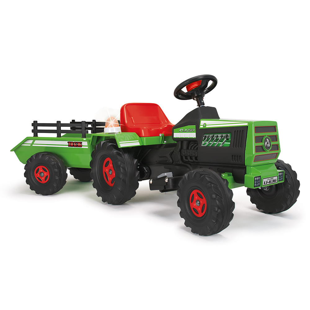 Tractor Injusa Electric 6V Verde cu Remorcă - imagine 5