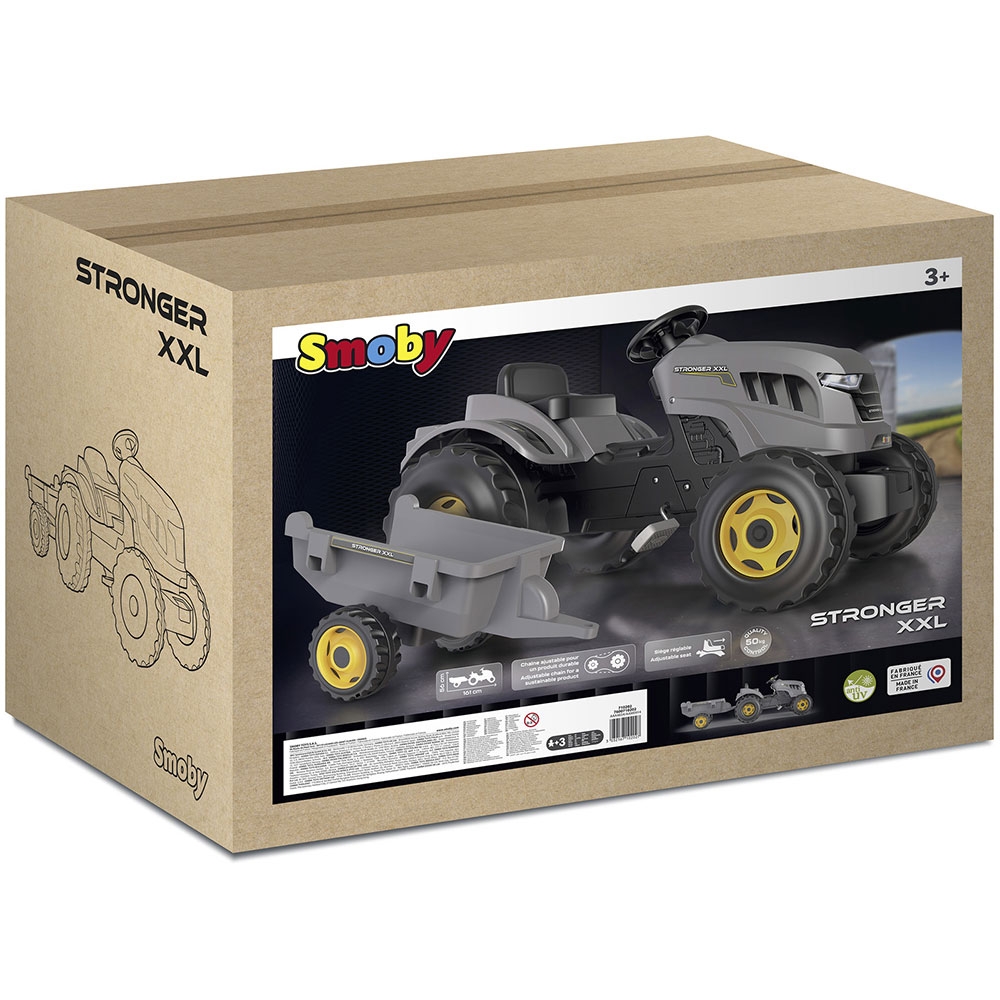 Tractor Smoby Stronger XXL cu Remorcă Gri - imagine 7