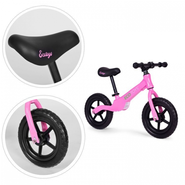 Bicicleta Ecotoys Roz Fără Pedale | Echilibru și Fun - imagine 3