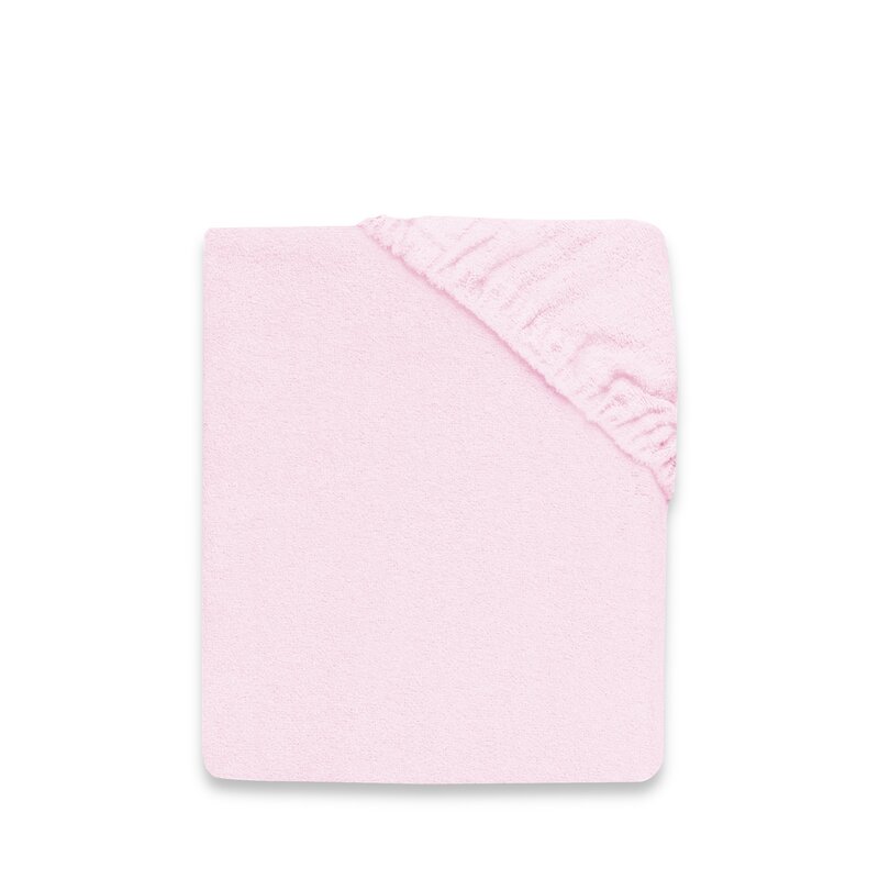 Cearceaf Qmini Pink Bumbac Terry 90x40 cm