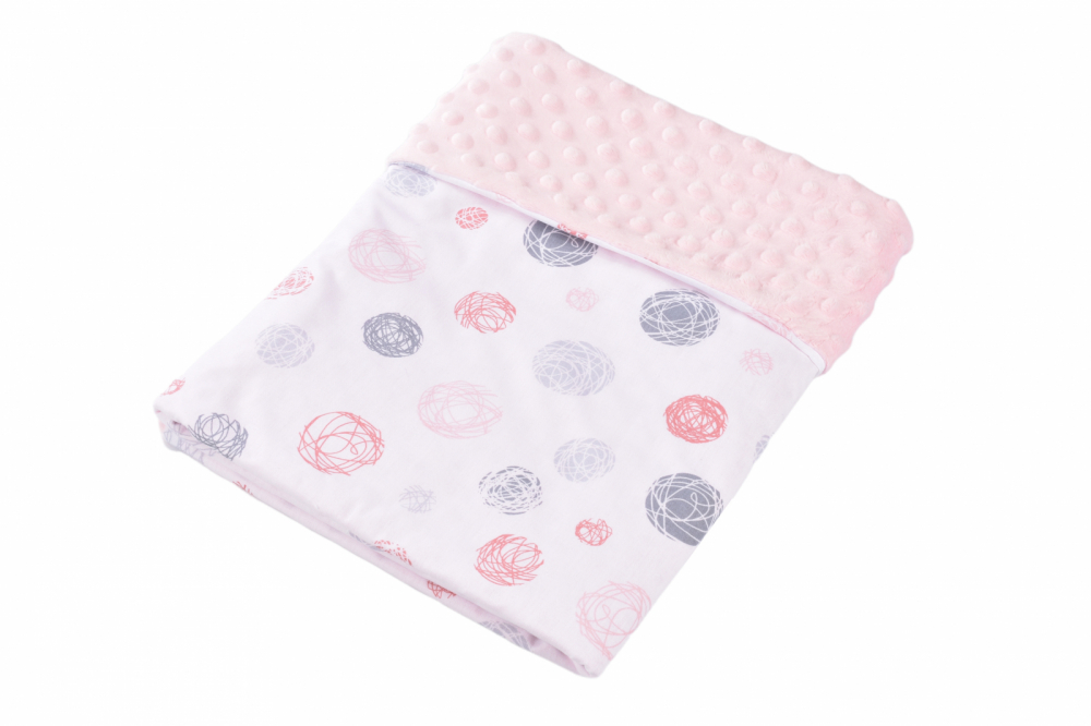 Paturica bumbac minky Confort Family roz 80x80cm - imagine 2