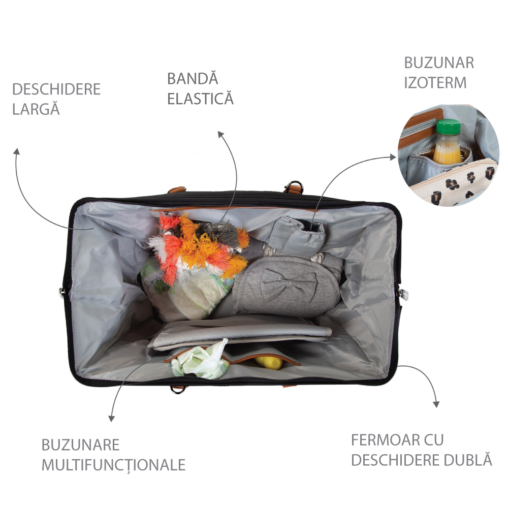 Geanta de infasat Mommy Bag Negru | Childhome - imagine 3
