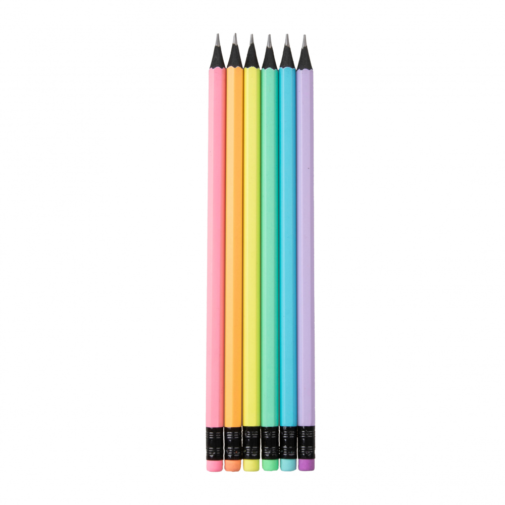 Creion Strigo HB, Lemn Negru, Guma Multicoloră