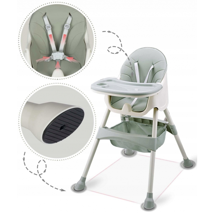 Scaun Masa 3in1 Ricokids Milo Verde, Transformabil - imagine 5