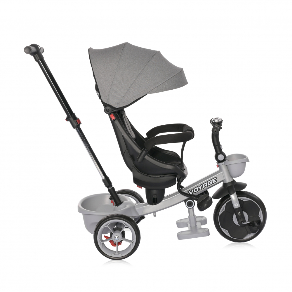 Tricicleta Lorelli Voyage Grey, sezut reversibil, maner control - imagine 4