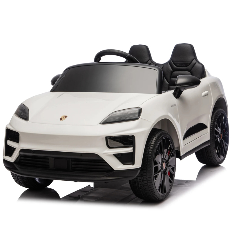Masinuta electrica pentru copii, Porsche Macan, 140W 12V, roti EVA, scaun tapitat, echipata premium, alba