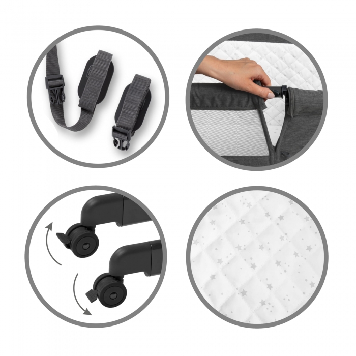 Patut Kidwell Snuzzy Gri, Laterala Culisanta, 3-in-1 - imagine 3