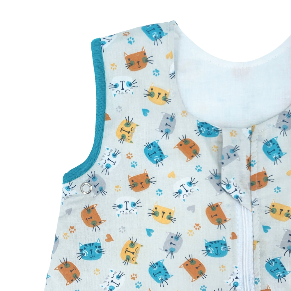 Sac de dormit KidsDecor Miau Miau, bumbac, 110 cm