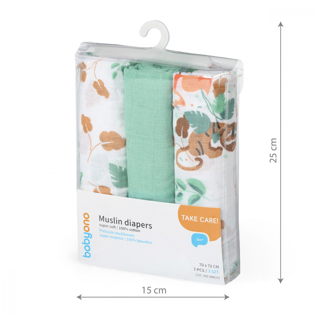 Set 3 Scutece Muselina Babyono Menta - imagine 5