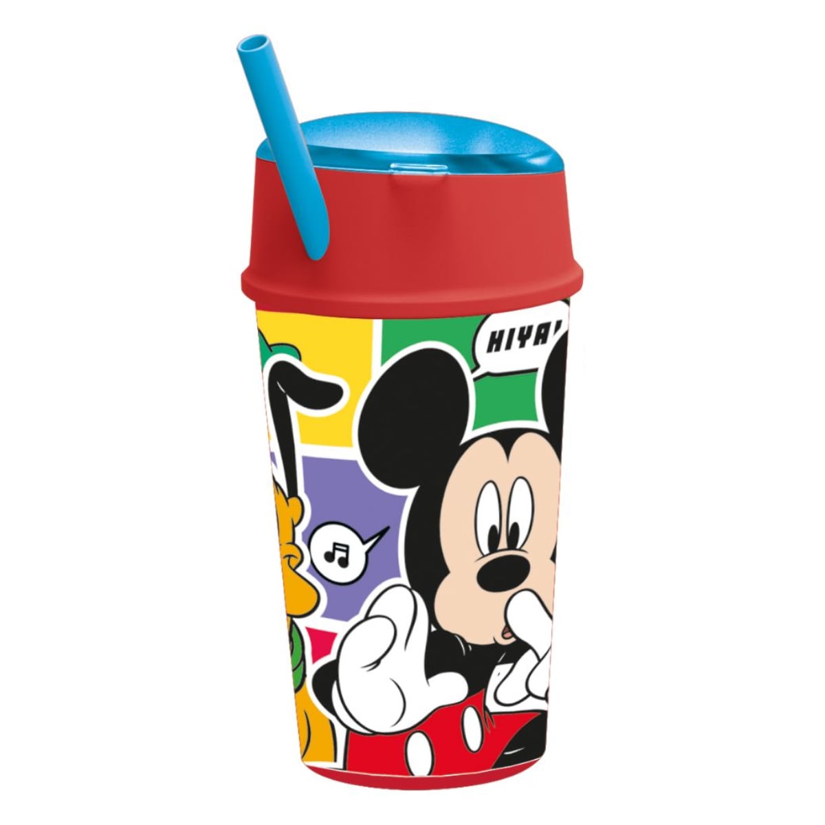 Pahar Stor Mickey Mouse cu Pai, 400 ml