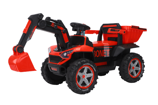 Excavator + Basculă Hollicy 12V, Telecomandă, Roșu