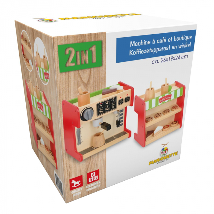 Set 2 în 1 Marionette: Espressor și Vitrină Deserturi