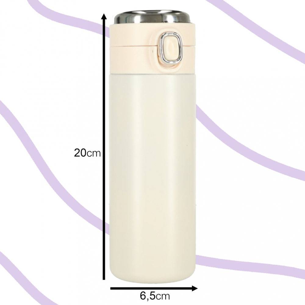 Cana termos Ikonka Smart LED, 420ml Bej - imagine 4
