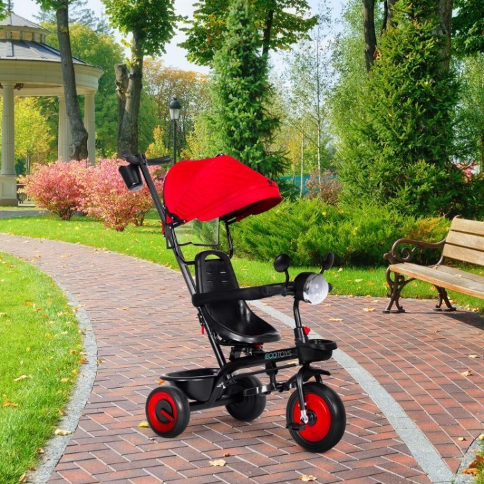 Tricicleta Ecotoys 3in1 Rosu | Scaun Rotativ 360° - imagine 6