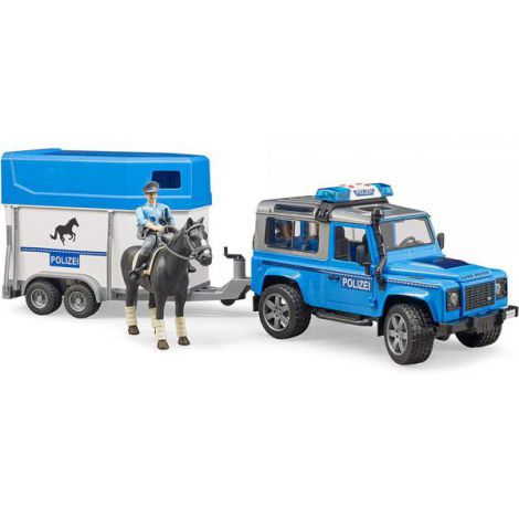 Bruder Masina Politie Land Rover cu Remorca si Cal - imagine 4
