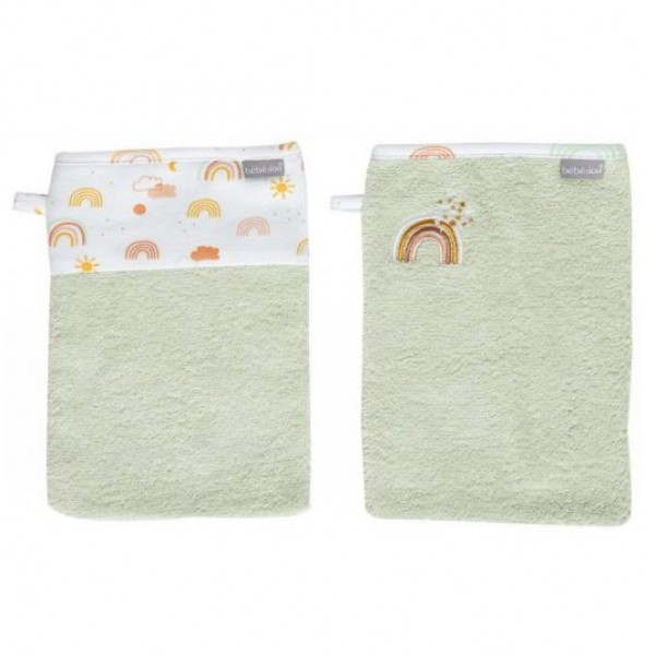 Mănuși Baie Bebe Jou Rainbow Sky, Set 2 Bucăți - imagine 3