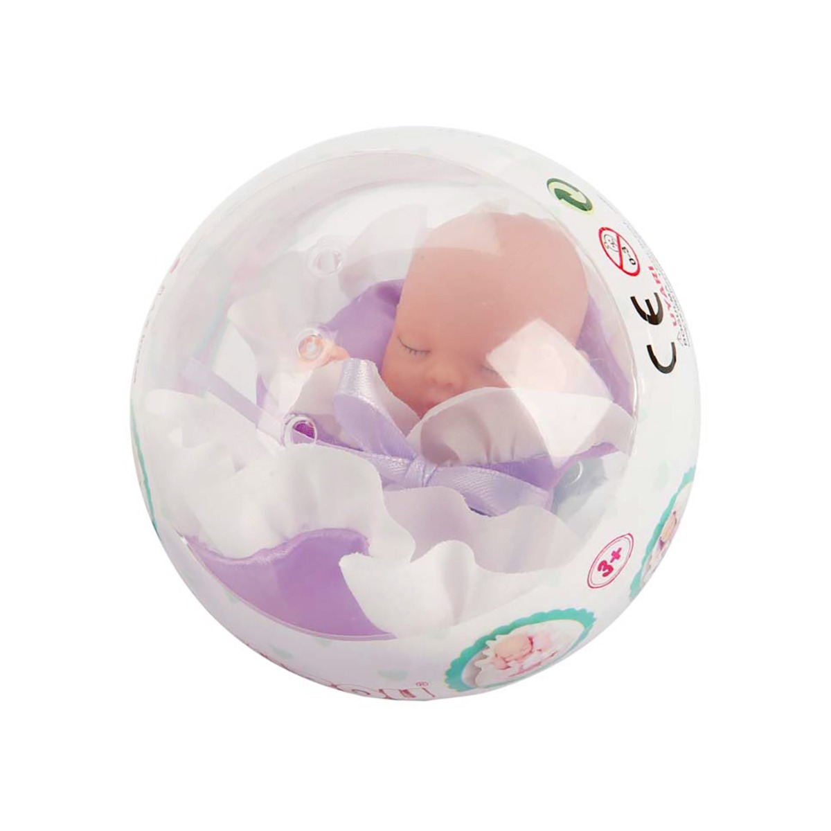 Păpușă Bebeluș Boubou 12 cm Mov cu Ambalaj Bilibol