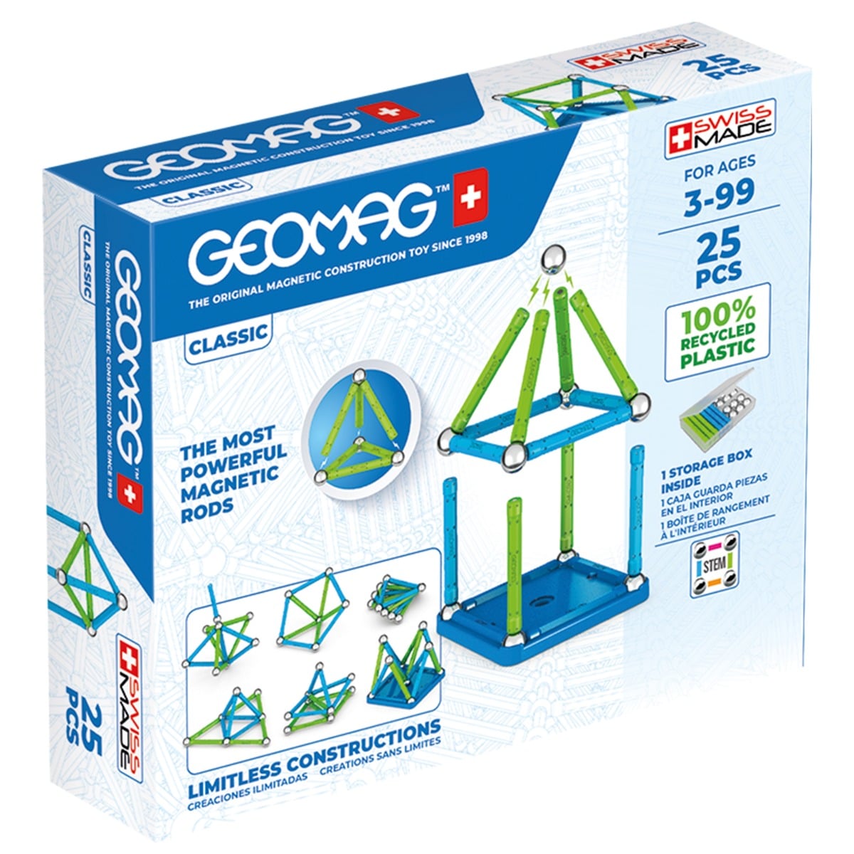 Geomag Classic Recycled 25 Piese | Constructie Magnetica