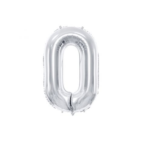 Balon Cifra 0 Argintiu 86cm | Party Deco