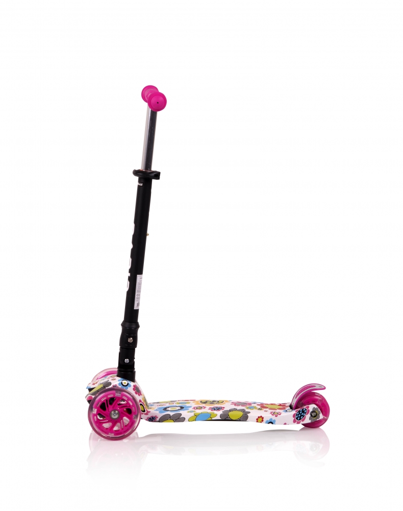 Trotineta Lorelli Rapid Pink Flowers, 4 roti LED - imagine 3