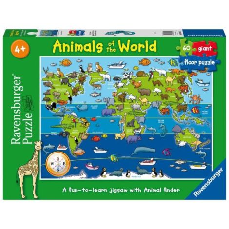 Puzzle Harta Animale Ravensburger 60 Piese - imagine 2