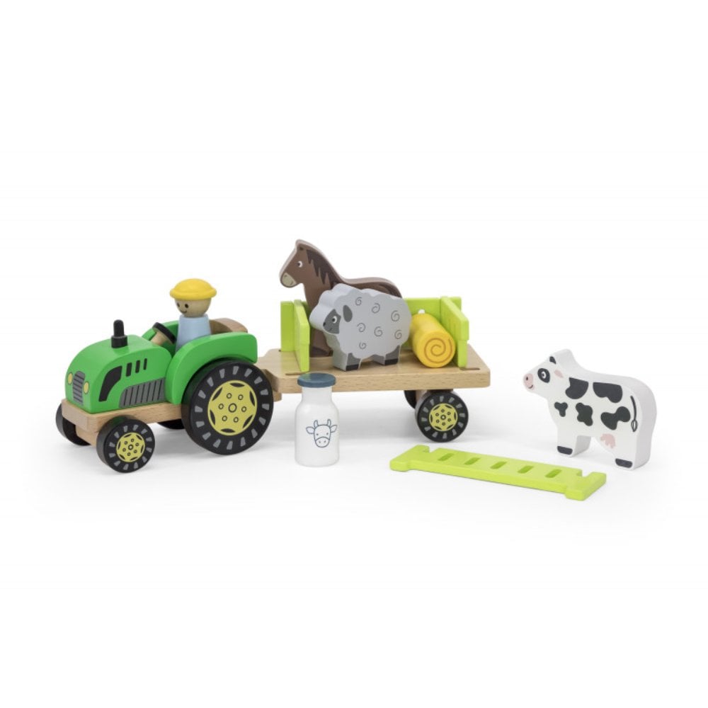 Set Tractor cu Remorca Viga - Jucarie Lemn