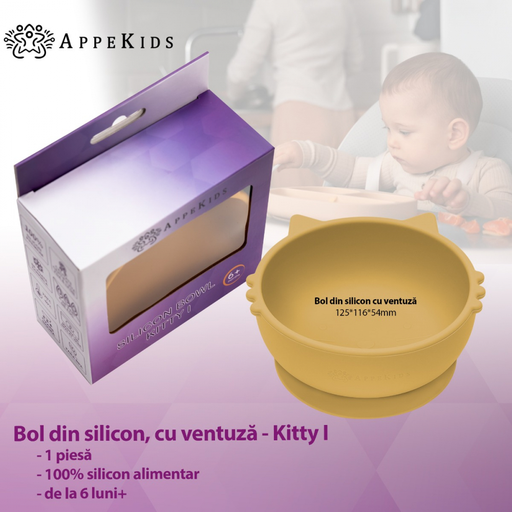 Bol Silicon AppeKids Kitty | Antiderapant & Sigur