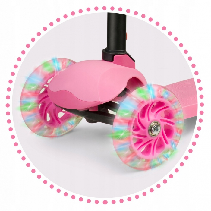 Trotineta Ricokids Loco LED Roz Pliabilă