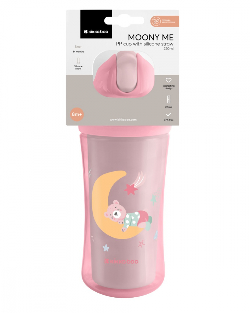 Kikkaboo Cana cu Pai Silicon 220ml Pink - imagine 3